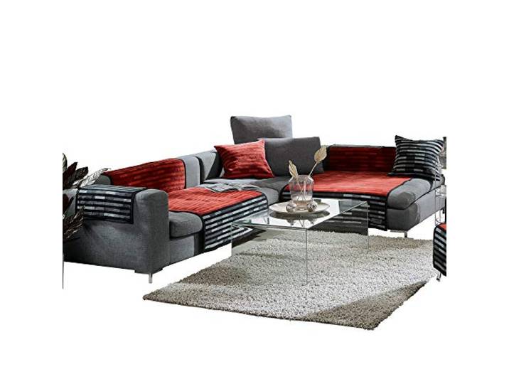 LOOKS by Wolfgang Joop Sessel- und Sofaschoner Baumwollmischung rot/grau Größe 100x200 cm