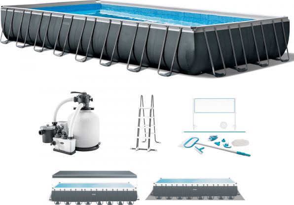 Intex Ultra XTR Frame 26378NP - 975x488x132 cm - Piscina fuori terra + Kit Pulizia e Volleyball