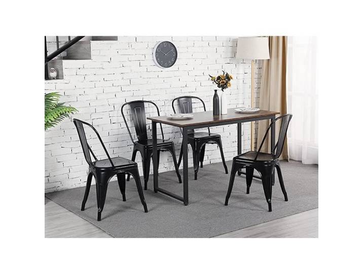 Chaises de Manger en Métal Industriel HEkyyyi - Lot de 8 - Empilables pour Café Restaurant Bistro Bar