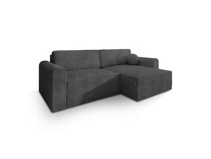 ECKSOFA FIANO P Graphitfarben Kordstoff mit Schlaffunktion