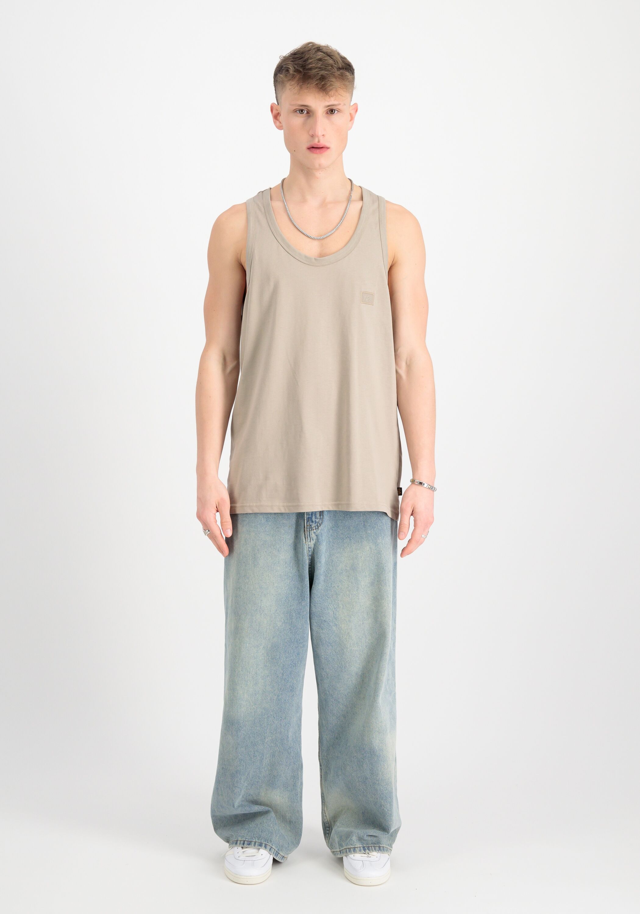 Muscleshirt ALPHA INDUSTRIES "Alpha Essentials RL Tank", Herren, Gr. S, beige (vintage sand), Obermaterial: 100% Baumwolle, Shirts Muscleshirt vintage sand S