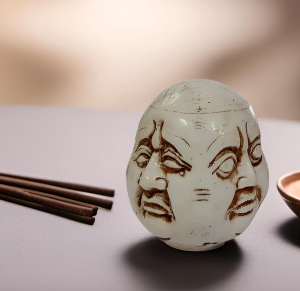 Lachende Boeddha Standbeeld met vier gezichten voor Feng Shui decoratie