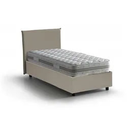 Dmora Einzelbett Caide, Containerbett mit Kunstlederbezug, 100% Made in Italy, Seitliche Öffnung, inklusive MatratzeCm 80x190, Turteltaube