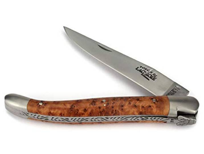 Forge De Laguiole Taschenmesser - 12 cm - Griffschalen Thuja Maserholz - Backen und Klinge 10 cm matt - Messer Frankreich