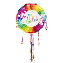 Zieh-Piñata `Happy Birthday` bunt