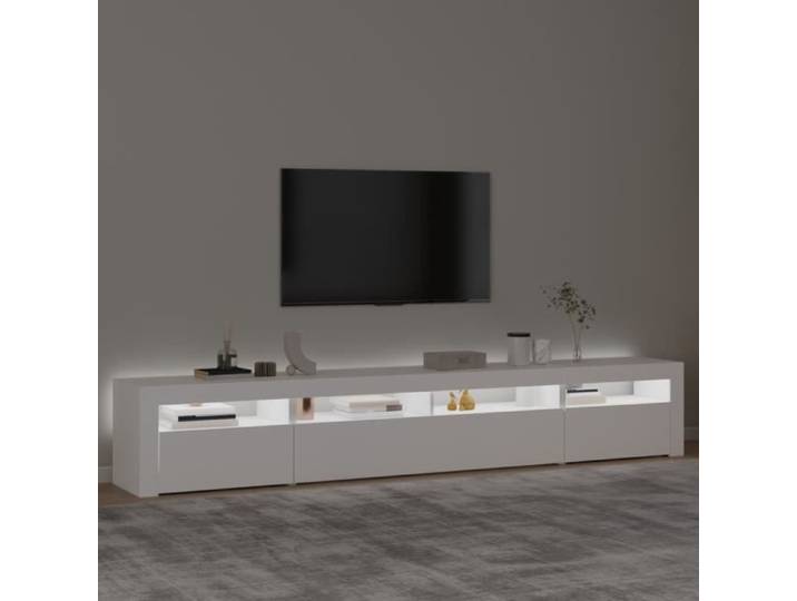 ZERODIS Meuble TV avec lumières LED Blanc 240x35x40 cm A3152722 HB042