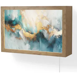 WANDLEUCHTE Abstrakt - Kunst - Gold - Blau LED 30x20 cm Wandlampe