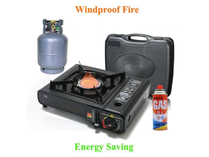 Cuisinière à gaz à économie d'énergie infrarouge extérieure portable, cassette en céramique, butane, cuisinière de pique-nique de camping, coupe-vent, barbecue, cuisine