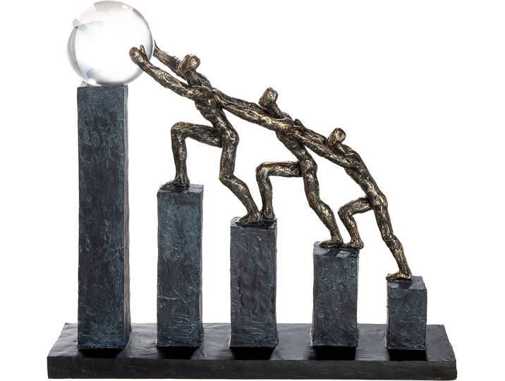 Skulptur GILDE Skulptur Teamwork bronzefarben , braun (bronzefarben, schwarz), B:34cm H:32cm T:8cm, Kunstharz, Dekofiguren, Skulptur, Gemeinschaft Zusammenhalt Partnerschaft Symbolkraft Motivation