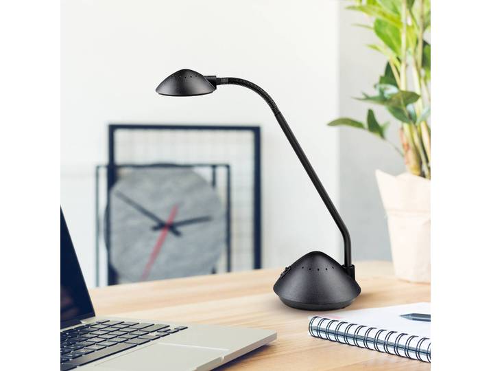 Maul LED Tischleuchtelampe MAULarc, schwarz, für Arbeitszimmer / Büro, Kunststoff, Modern