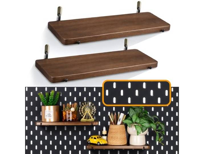 SEMPOMA Lot de 2 étagères en bois perforé avec crochets pour panneau perforé\, compatibles avec IKEA Skadis