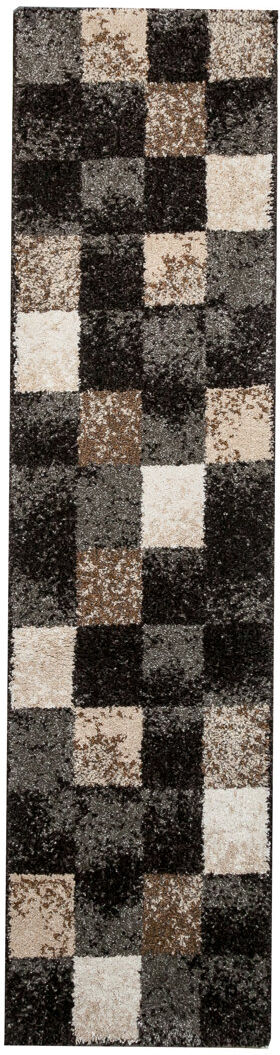 Latitude Run Risher Geometric Shag Dark Grey Runner 60 x 230cm