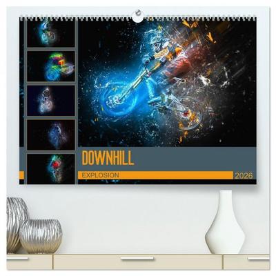 Downhill Explosion (hochwertiger Premium Wandkalender 2026 DIN A2 quer), Kunstdruck in Hochglanz