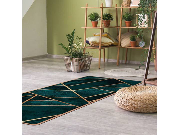 Läufer/Yogamatte Geometrie III 183 x 61cm Türkis