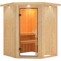 Karibu Sauna Larin-ohne Ofen-Inkl. Dachkranz