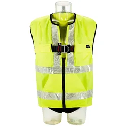 3M PROTECTA E200 Auffanggurt brust und rückseitige Auffangöse neongelbe Warnschutzweste Standard VS, brust-und rückseitige Sturzindikatoren, Gurt-End-Depot, Etikettenschutz mit Beschriftungsfeld, schwarz  Beschläge, Verbindungsmittelhalter, S