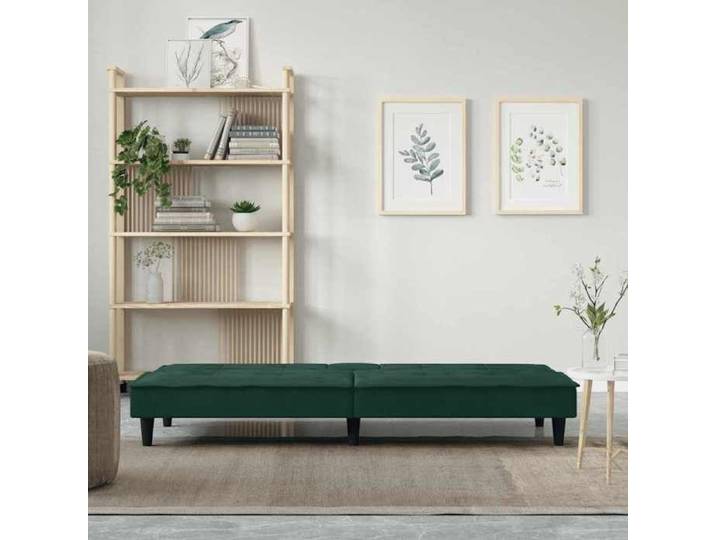 NEW Vert Sofa ergonomique - - Canapé-lit convertible - Sofa-lit - avec porte-gobelets vert foncé velours(1parcel)3678129