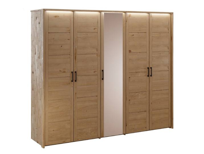 Kleiderschrank 238cm 5-trg. 'Meran' Spiegel Wildeiche massiv geölt