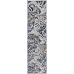 TEPPICH OUSE, abstrakt, Blau-Grau, 60 x 230 cm