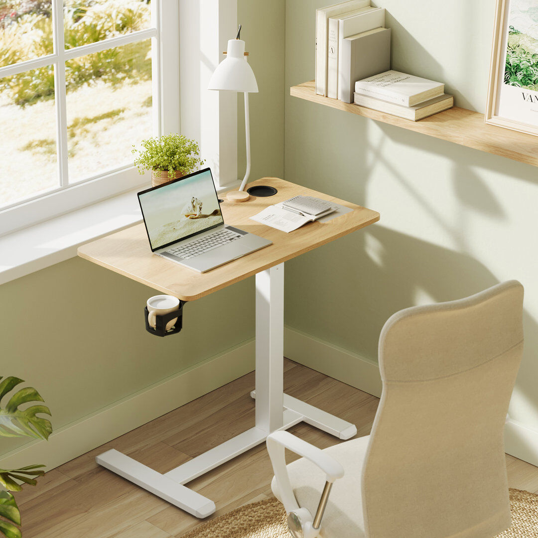 Metro Adjustable Height Steel Standing Desk Brown/White 102cm. H x 80cm. W x 45cm. D