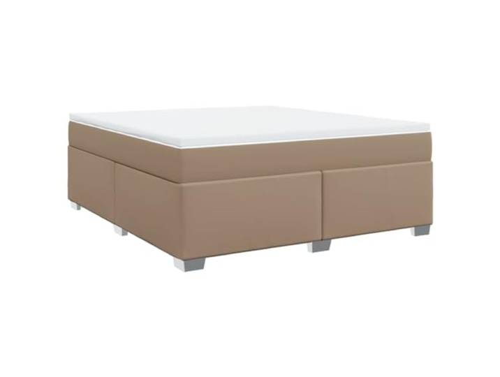 PUGYNBK Boxspringbett, 180 x 200 cm, Kunstleder, Cappuccino Taschenfedern, atmungsaktiver Matratzenschoner, Lattenrost, stabile Füße