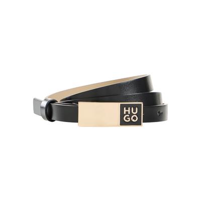 Ledergürtel HUGO "Persephone-G Sz15", Damen, Gr. 100, schwarz (schwarz 001), Leder, unifarben, Gürtel Ledergürtel, mit Logodetail