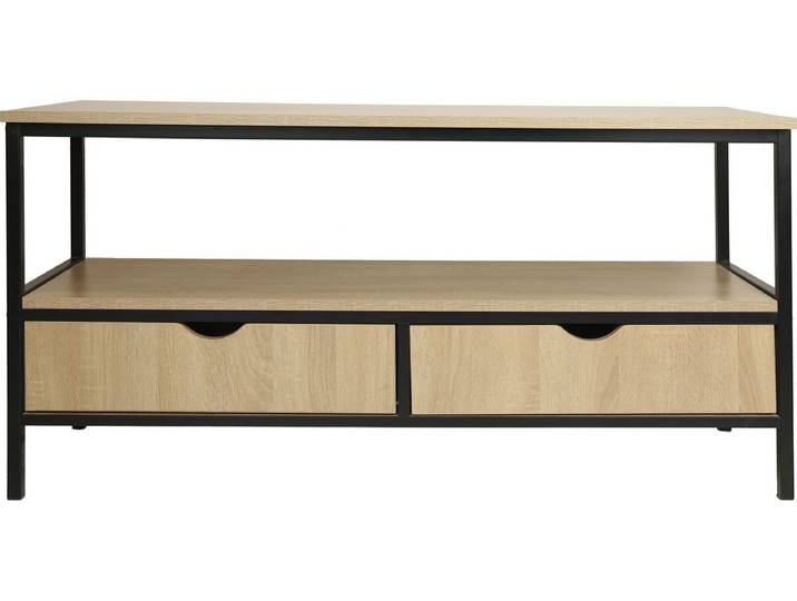 Meuble TV avec tiroir style industriel Detroit - 113 x 40 x 55 cm - Beige