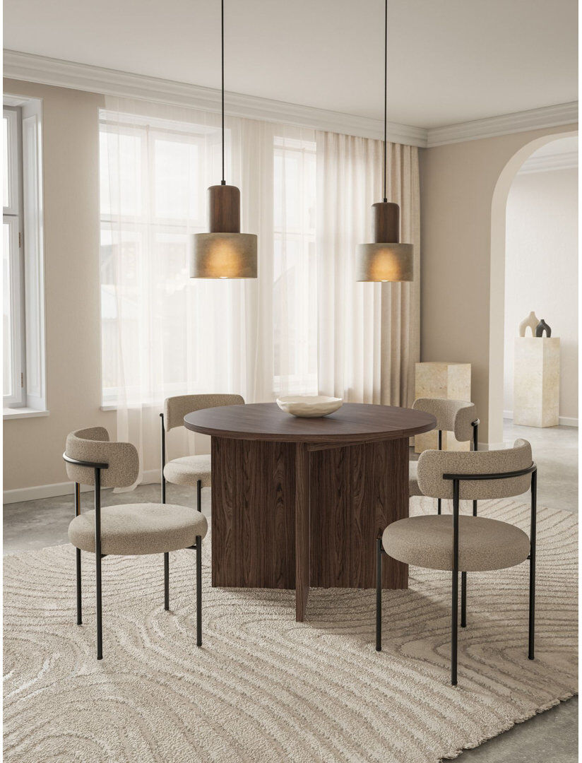 Isabelline Extendable Round Dining Table Brown