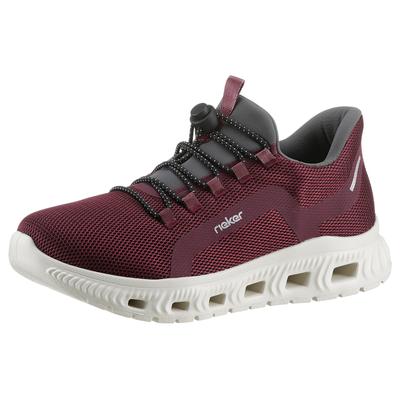 Slip-On Sneaker RIEKER, Damen, Gr. 37, Textil, grau (beere, grau), Schuhe, Freizeitschuh, Slipper, Halbschuh mit MemoSoft-Ausstattung