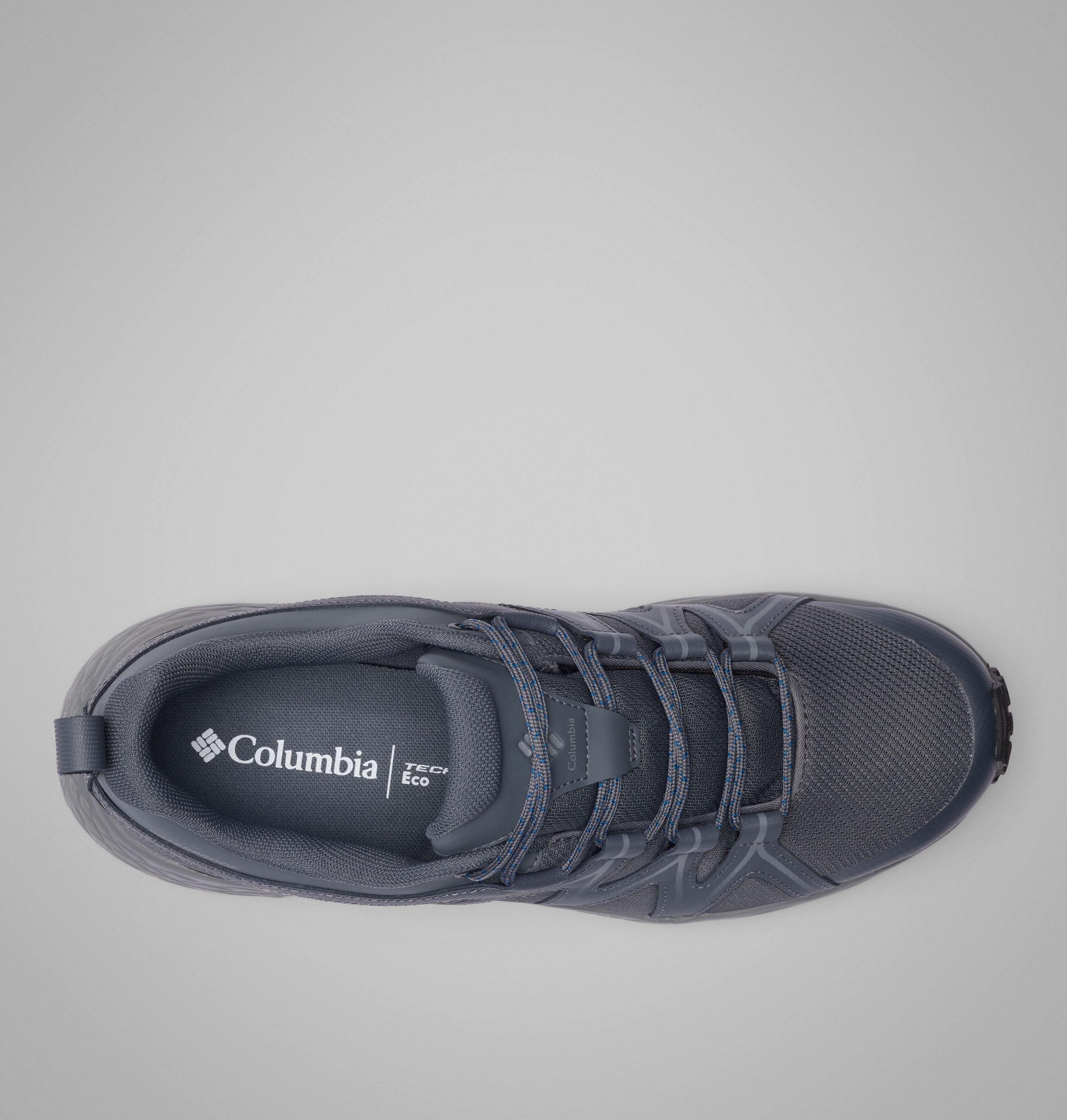 Wanderschuh COLUMBIA "PEAKFREAK ROAM™ WATERPROOF", Herren, Gr. 45, grau (graphite, phoenix blau), Leder, Synthetik, Textil, Schuhe Wanderschuh, wasserdicht graphite, phoenix blau 45