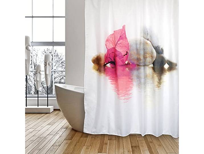 MSV Anti-Schimmel Duschvorhang - Anti-Bakteriell, waschbar, wasserdicht, Polyester, 180x200cm Borneo Weiß