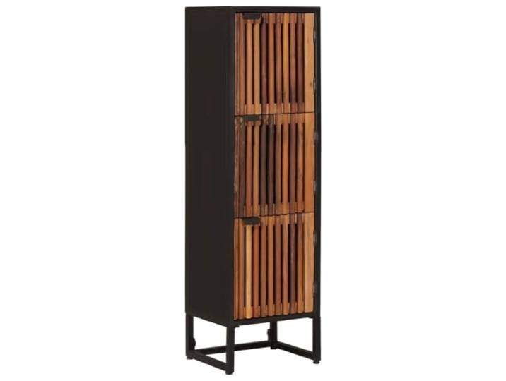 XHNIFBN Highboard Mangoholz Schrank mit 3 Türen 35 x 30 x 120 cm Schmaler Beistellschrank aus Mangoholz und Holzwerkstoff mit 3 Türen für Wohnzimmer oder Büro.