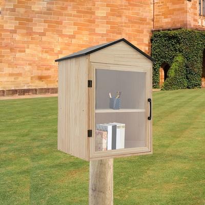 Outdoor Library Box Wooden Book Exchange Cabinet For Neighborhood Sharing Outdoor Library Box Wooden Book Exchange Cabinet For Neighborhood Sharing