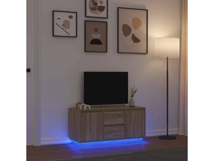 Meuble TV avec lumières LED chêne sonoma 100x41x50 cm support TV meuble télé meuble multimédia banc TV meuble 861411