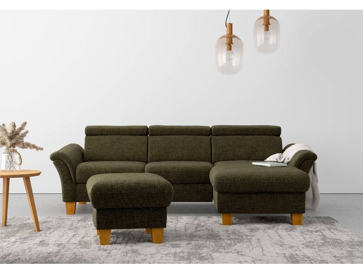 Ecksofa, 258x169 cm, Polyester, Grün, Mit Bettfunktion & Relaxfunktion, Modern, Home-affaire