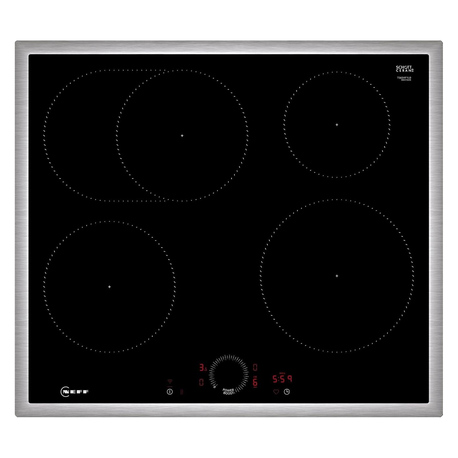 Neff N 70, Induktionskochfeld, 60 cm, Schwarz, Mit Rahmen aufliegend, T56SHF1L0 (60 cm, Induktionskochfeld) (T56SHF1L0)