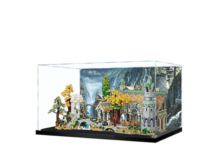 Acryl-Vitrine für Lego 10316 Herr der Ringe Rivendell Schloss Bauset, staubdichte transparente Box – nur Vitrine, Schaukasten kompatibel mit Lego 10316 (Rückwand 3MM)