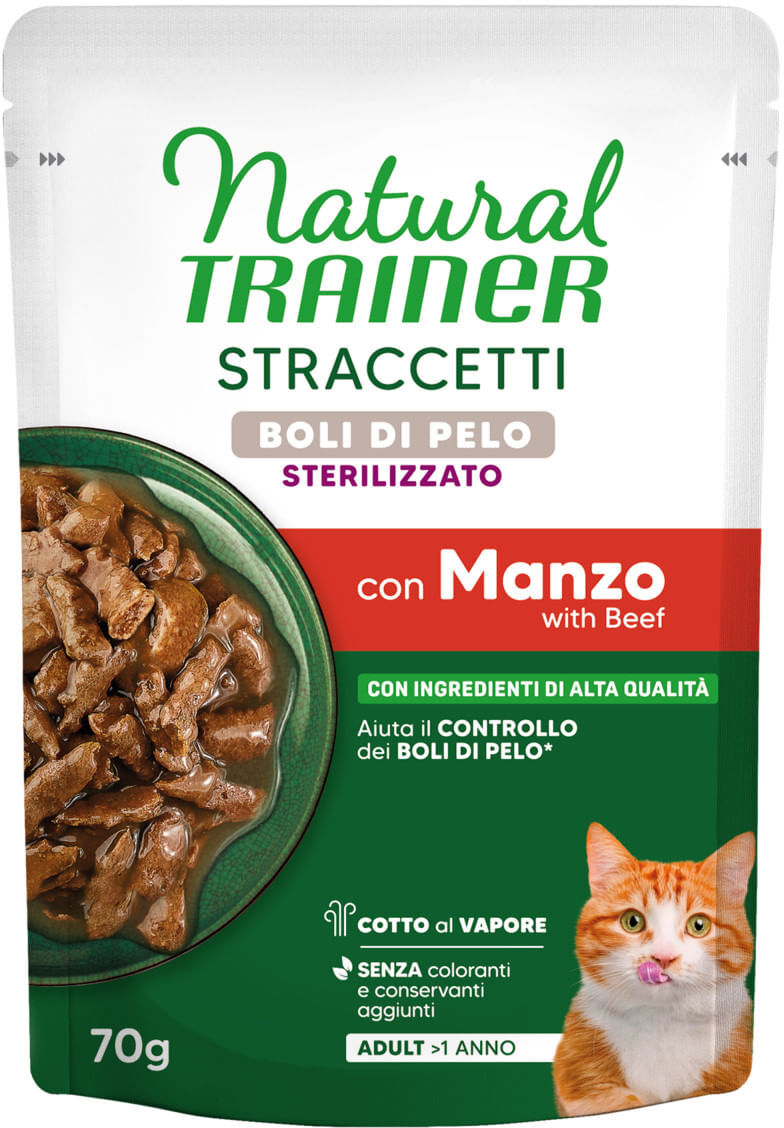Natural Trainer Straccetti Boli di Pelo Busta Multipack Manzo 28x70G MANZO