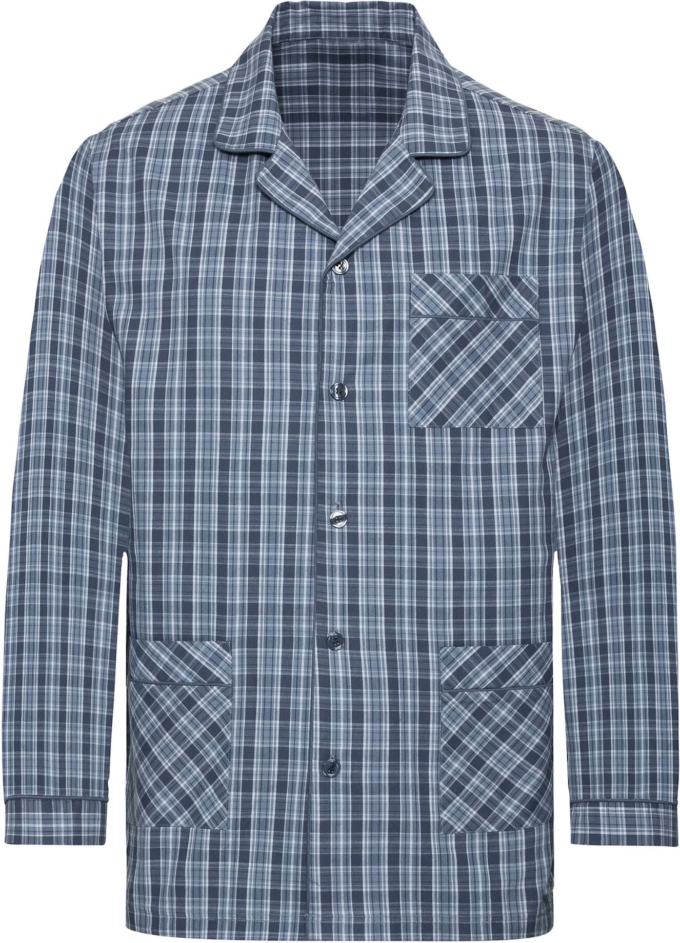 Schlafanzug KINGS CLUB, Herren, Gr. 48/50, blau (blau, kariert), 100% Baumwolle, Homewear-Sets Schlafanzug blau, kariert 48/50