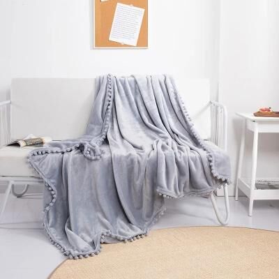 Uplift Picks Christmas Green Fleece Throw Blanket With Pom Fringe gray 150x200 Cm