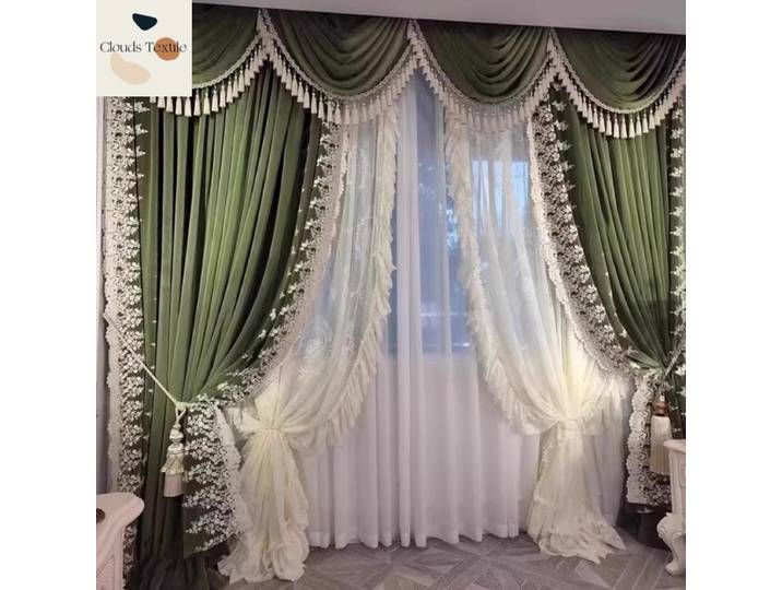 Rideaux en velours brodés européens, pour salon, chambre à coucher, balcon, cantonnière en Tulle, rideaux occultants de haute qualité