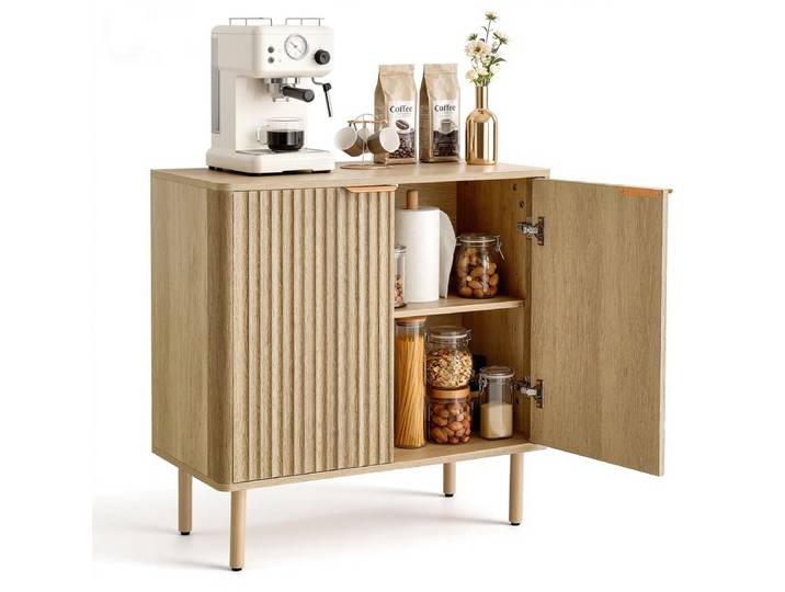 VEVOR Dressoir Keukenkast met 2 Planken\, Buffetkast In Middeleeuwse Stijl voor Woonkamer\, Hal\, Keuken\, Opbergkast 80x37\,5x80cm Eikenhouten Keukenbuffet