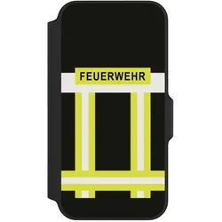 Nivocase Klapphülle für Apple iPhone 13 Mini Handyhülle aus Kunst Leder NIVOflip schwarz Beruf Feuerwehr (Apple iPhone 13 mini), Smartphone Hülle, Schwarz