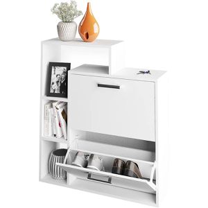 Vicco Schuhschrank Orlando, weiß, Schuhkipper, 2 Fächer für 12 Paar, Holz, 80,1 x 90,5 x 24,5cm