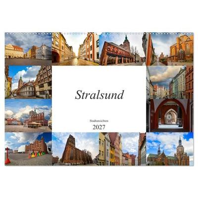 Stralsund Stadtansichten (Wandkalender 2027 DIN A2 quer), CALVENDO Monatskalender