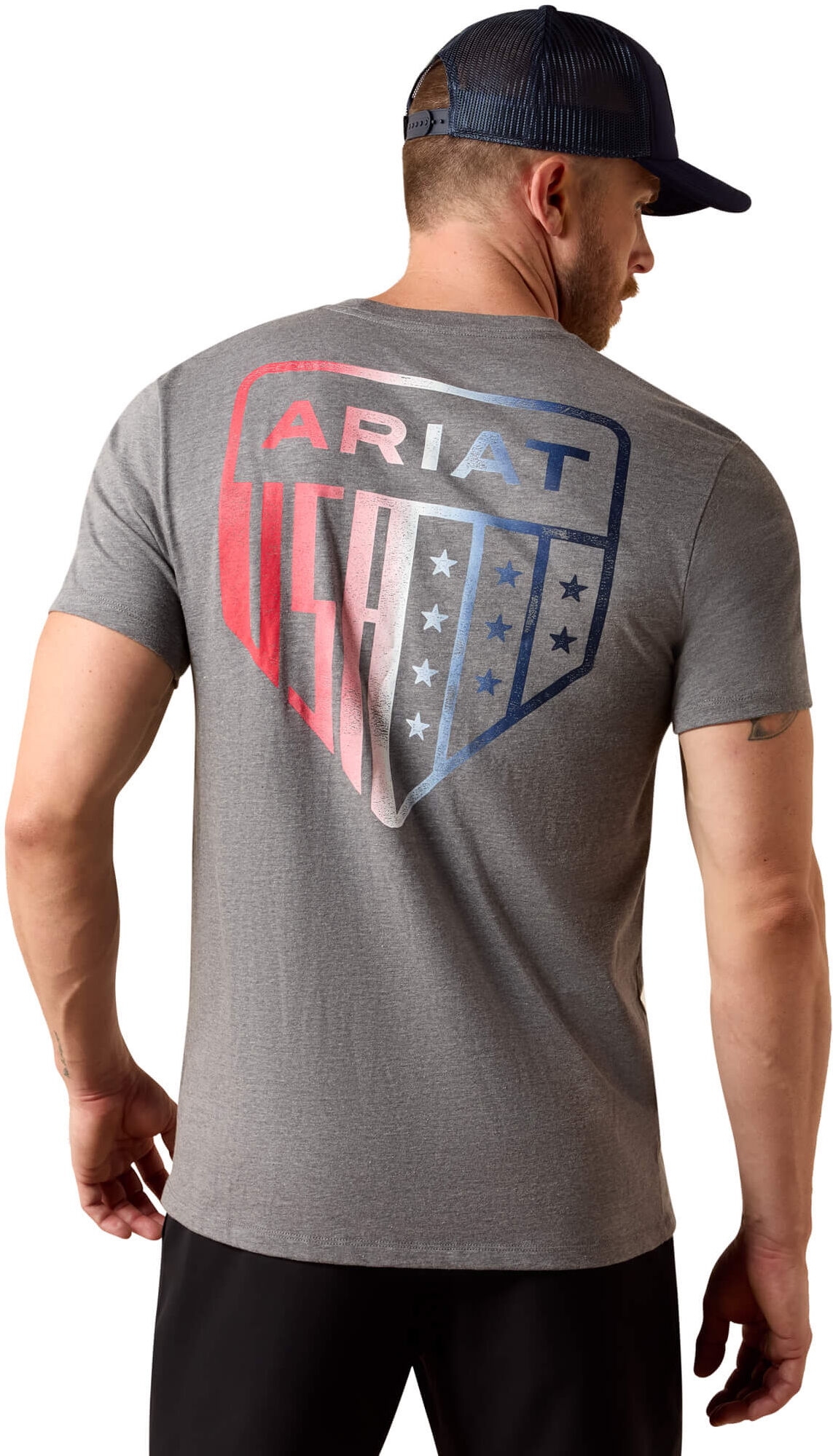 Men's USA Pat Badge T-Shirt in Athletic Heather, Size: Large by Ariat