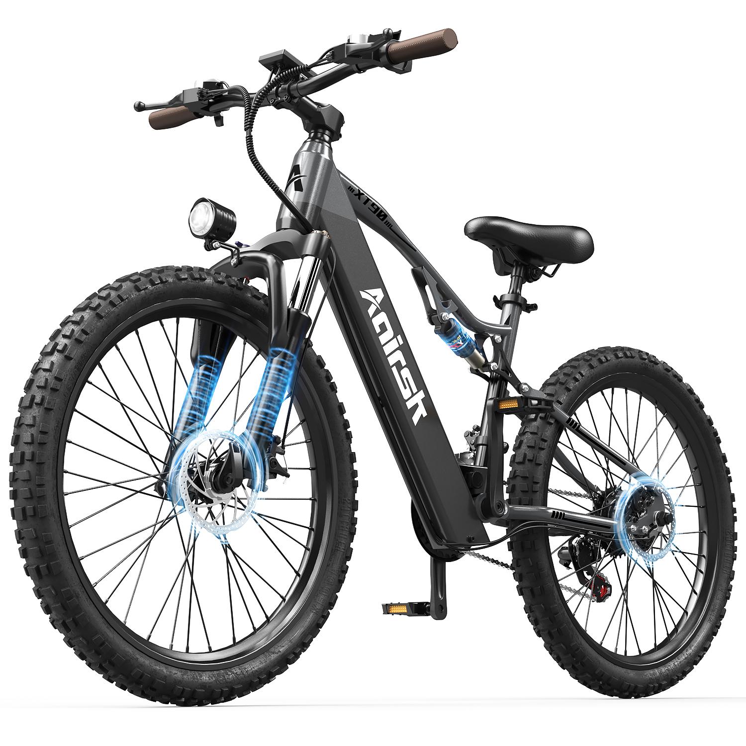 PiXELPiLOT 26 Zoll E-Bike 48V 20Ah Akku, Shimano 7-Gang Schaltung, Vollfederung, NFC Display, LCD Anzeige, Elektro Mountainbike für Alltag und Gelände
