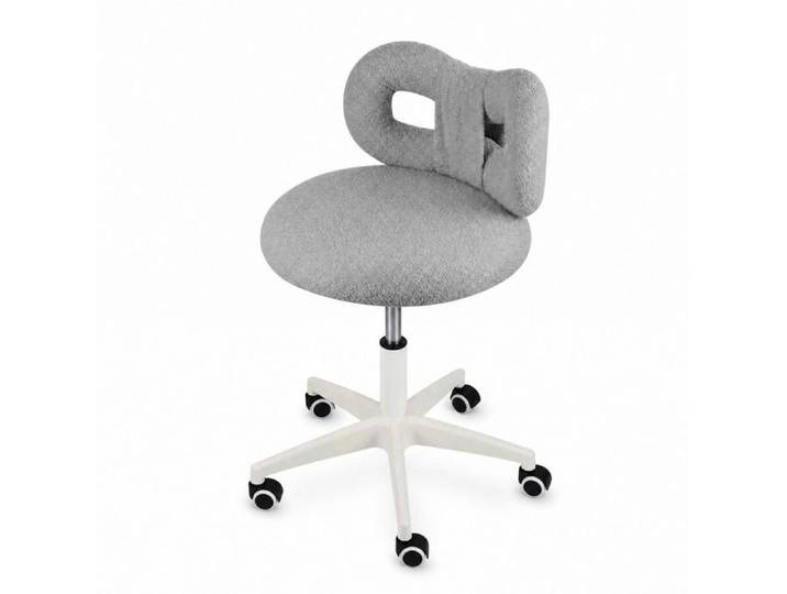 Fauteuil de travail sans accoudoir tissu bouclette Teddy-MENGDA-Chaise pivotante à roulettes-Chaise coiffeuse-Gris