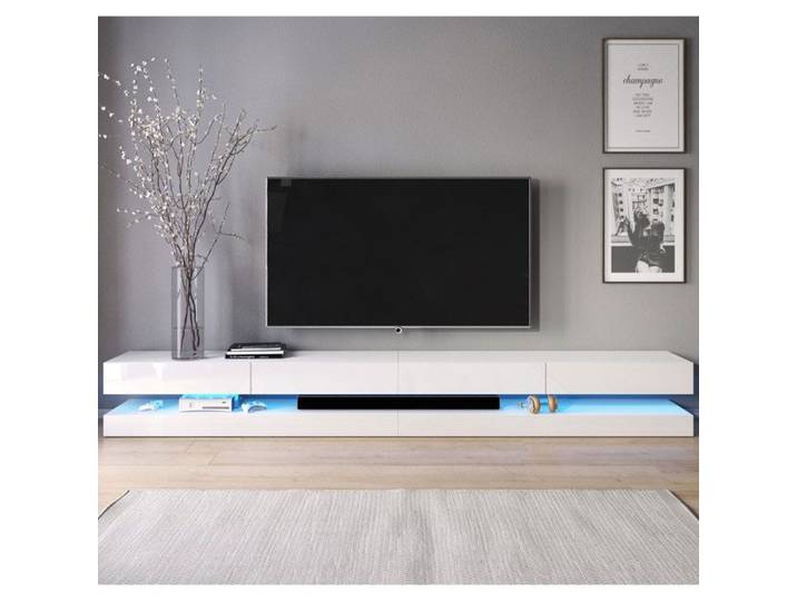Meuble TV suspendu avec LED 280x34x15 cm blanc - GROWY