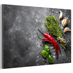 METALLBILD Pfeffer - Kräuter - Gewürze - Beton Deko Groß 120x80 cm